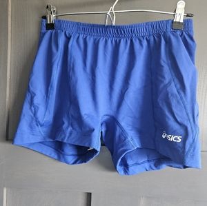 Blue ASICS spandex, size large